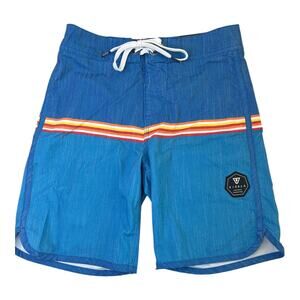 Vissla 2-tone blue ombre stripe board shorts boys 24 small 8 NWOT